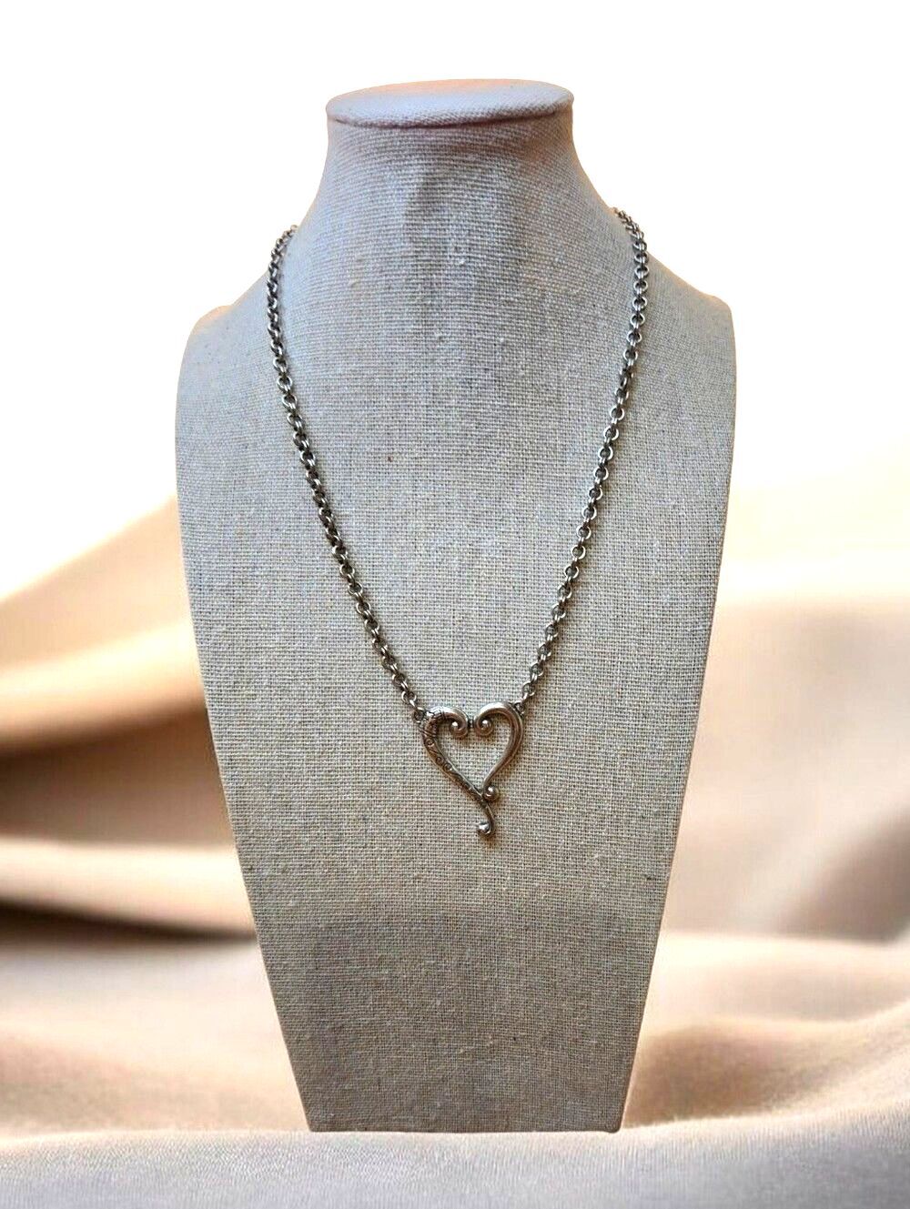 Brighton "Adore Me" Tuscan Heart Silver Pendant Necklace Retired Design